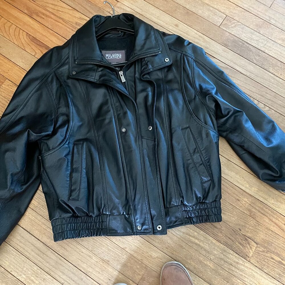 Wilson's Leather Thinsulate Zip Out Liner Men's Black Bomber Jacket - Large